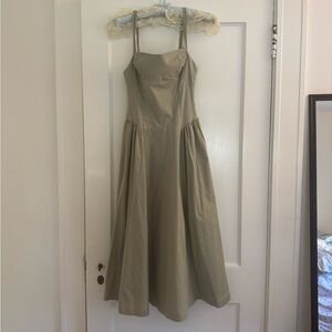 Free People Paola Midi Dress in Tidal Foam/Sage Green,